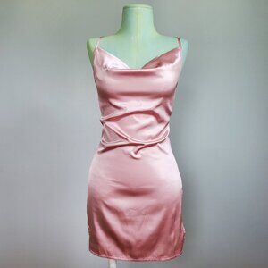 Women's Draped Satin Spaghetti Strap Mini Dress